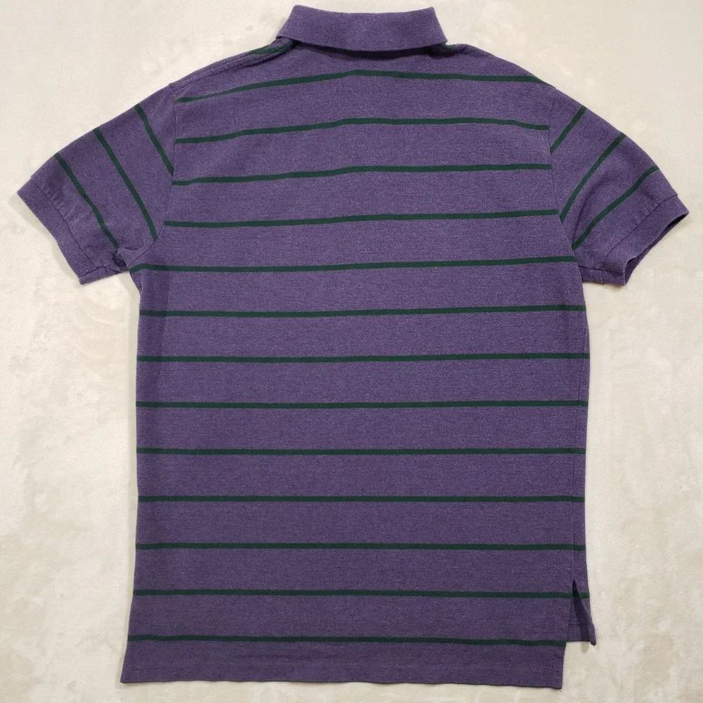 Polo Ralph Lauren Short Sleeve Shirt Mens Large Purple Green Striped Cotton